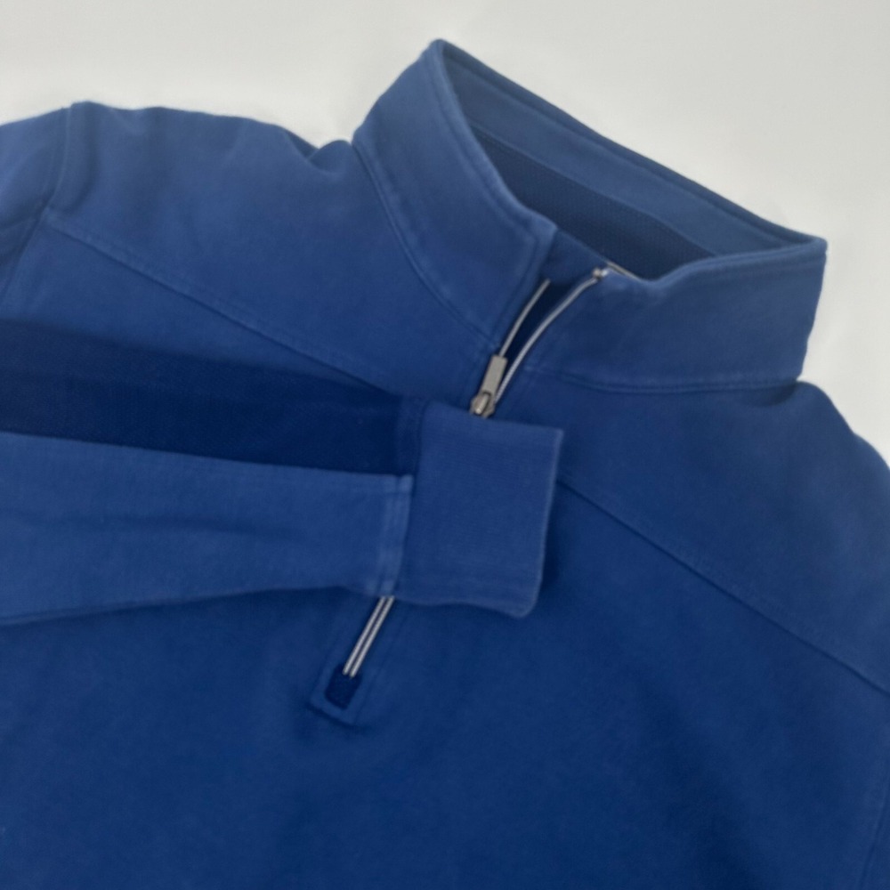 Bugatchi Mens Blue Quarter Zip Pullover Cotton‎ Blend Mock Neck Sweatshirt Large